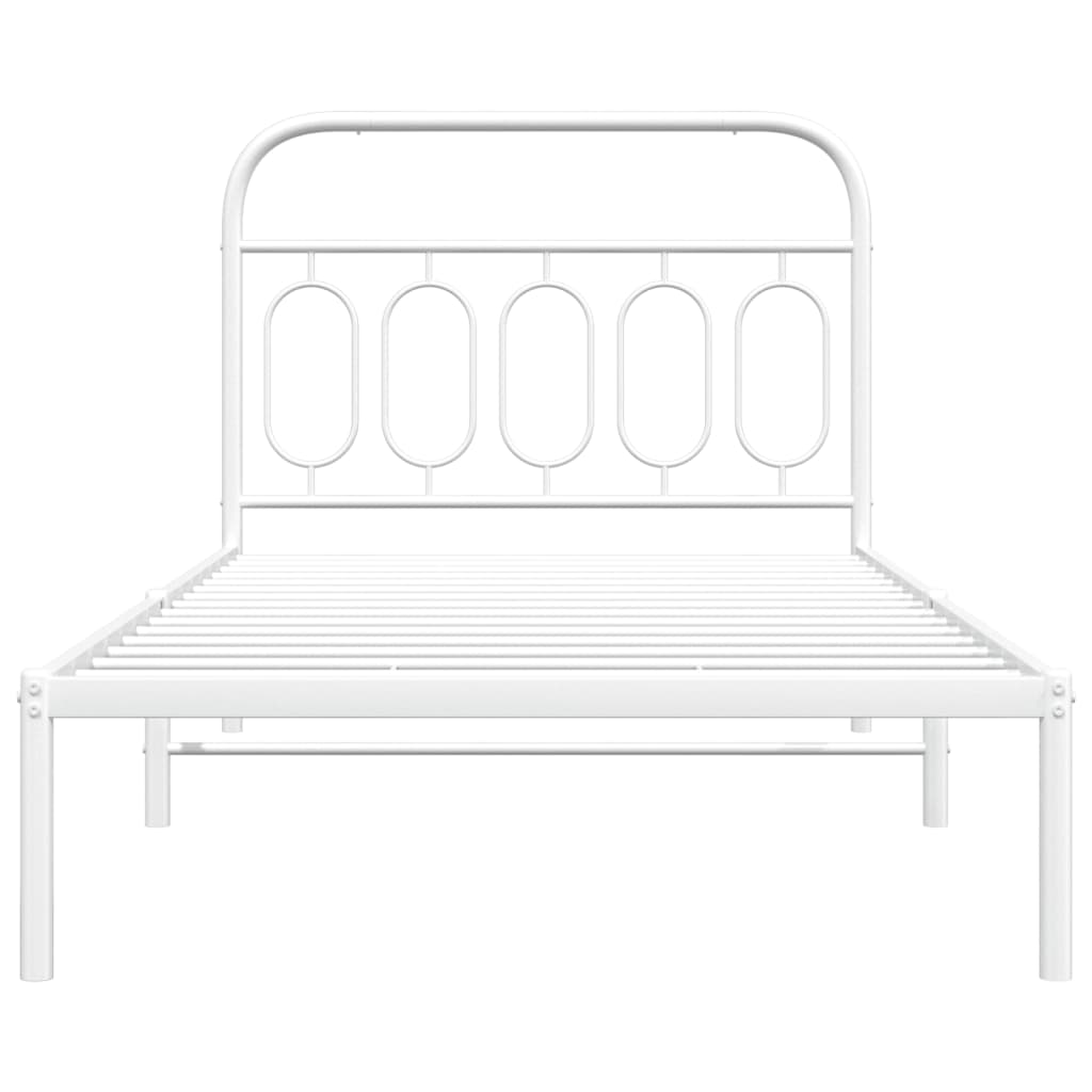 Cadre de lit métal sans matelas et tête de lit blanc 100x200 cm - XIOS