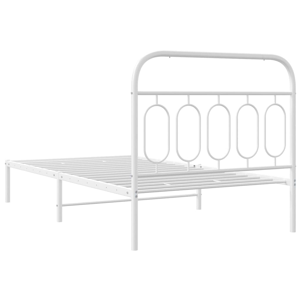 Cadre de lit métal sans matelas et tête de lit blanc 100x200 cm - XIOS