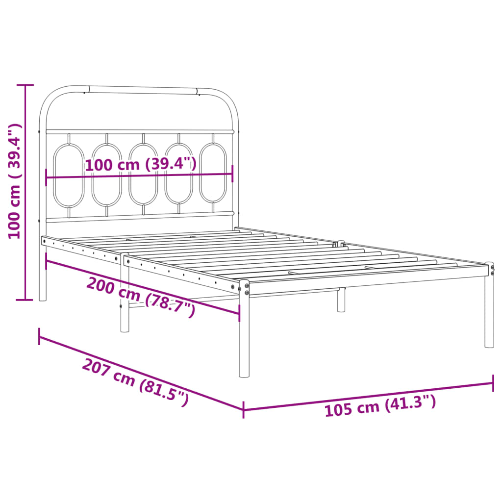 Cadre de lit métal sans matelas et tête de lit blanc 100x200 cm - XIOS