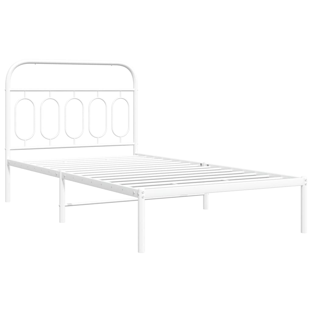 Cadre de lit métal sans matelas et tête de lit blanc 107x203 cm - XIOS