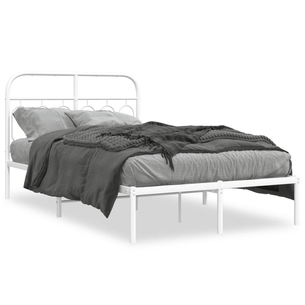 Cadre de lit métal sans matelas et tête de lit blanc 120x190 cm - XIOS