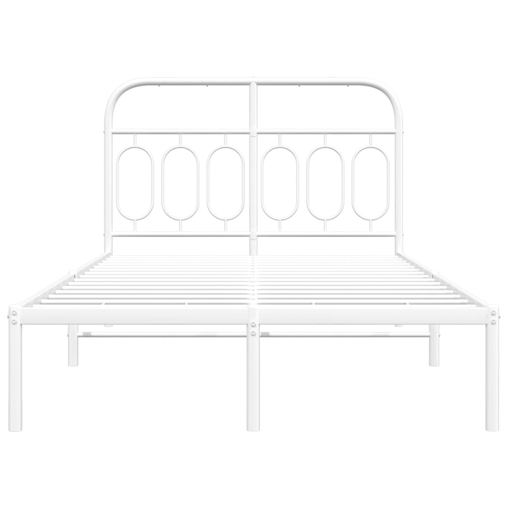 Cadre de lit métal sans matelas et tête de lit blanc 120x190 cm - XIOS