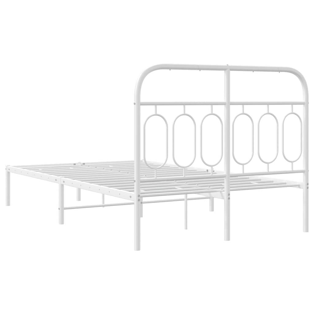 Cadre de lit métal sans matelas et tête de lit blanc 120x190 cm - XIOS