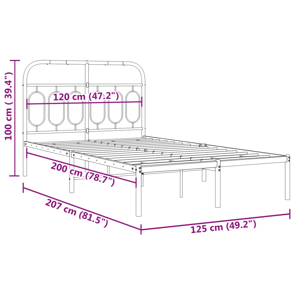 Cadre de lit métal sans matelas et tête de lit blanc 120x200 cm - XIOS