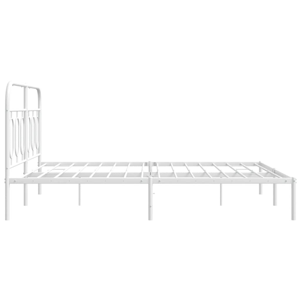 Cadre de lit métal sans matelas et tête de lit blanc 135x190 cm - XIOS
