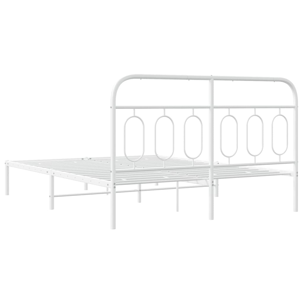 Cadre de lit métal sans matelas et tête de lit blanc 135x190 cm - XIOS