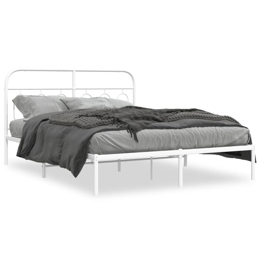 Cadre de lit métal sans matelas et tête de lit blanc 140x200 cm - XIOS