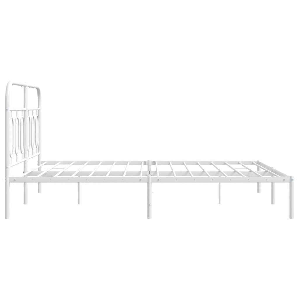 Cadre de lit métal sans matelas et tête de lit blanc 140x200 cm - XIOS