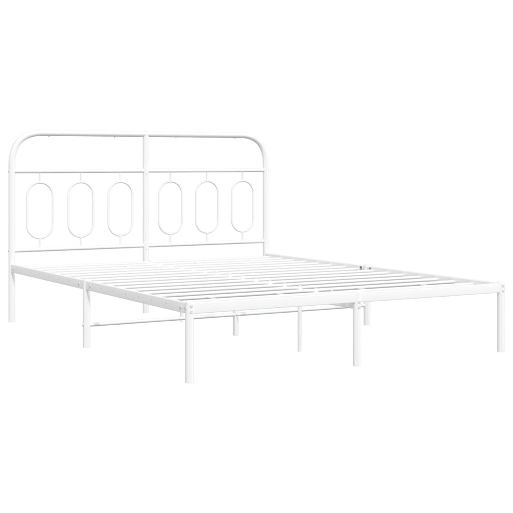 Cadre de lit métal sans matelas et tête de lit blanc 150x200 cm - XIOS