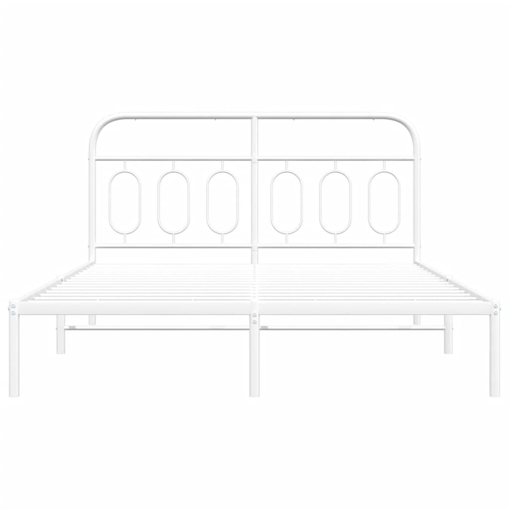 Cadre de lit métal sans matelas et tête de lit blanc 150x200 cm - XIOS