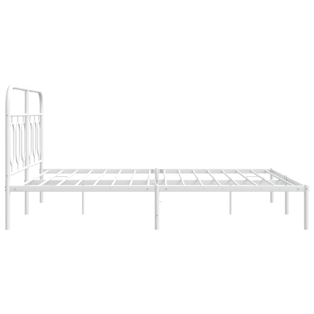 Cadre de lit métal sans matelas et tête de lit blanc 150x200 cm - XIOS