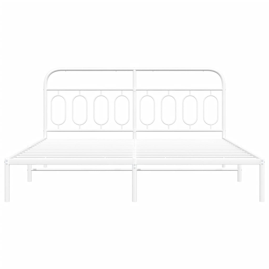 Cadre de lit métal sans matelas et tête de lit blanc 160x200 cm - XIOS