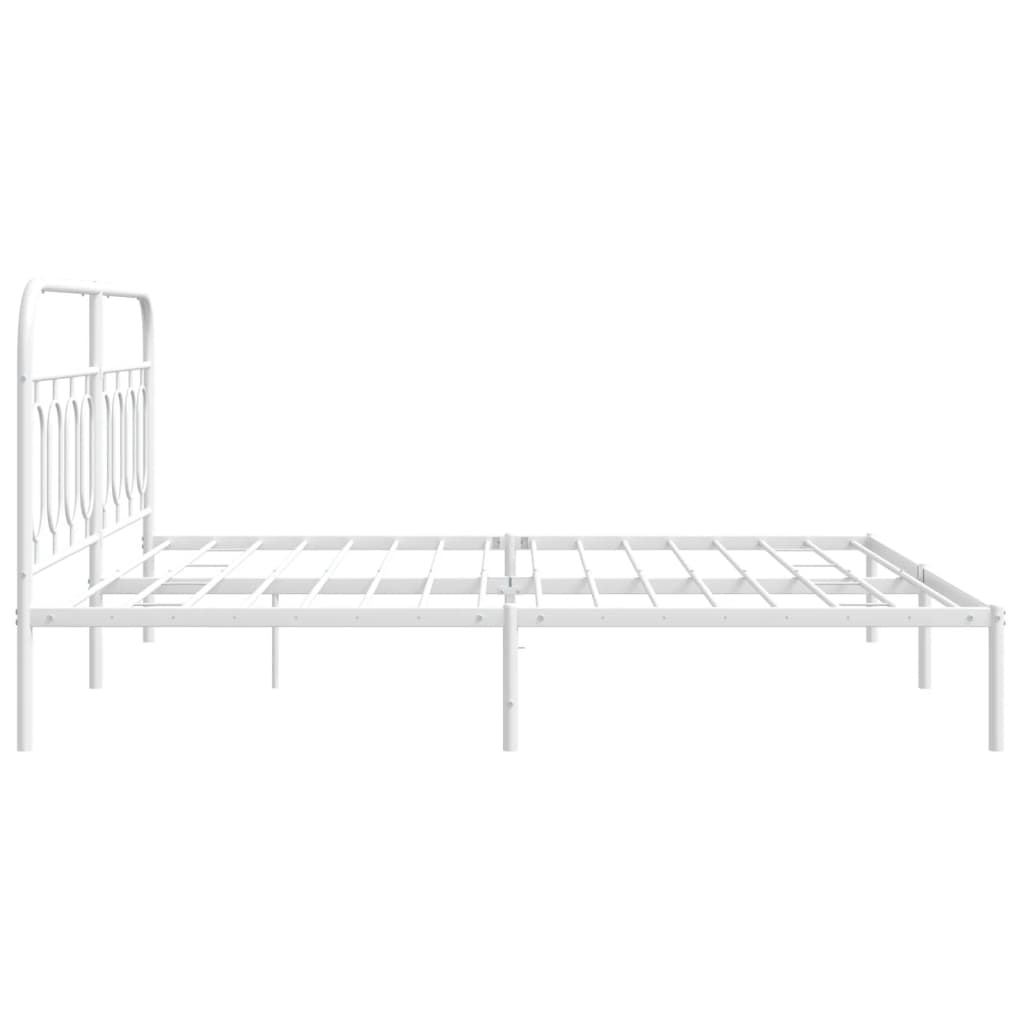 Cadre de lit métal sans matelas et tête de lit blanc 160x200 cm - XIOS