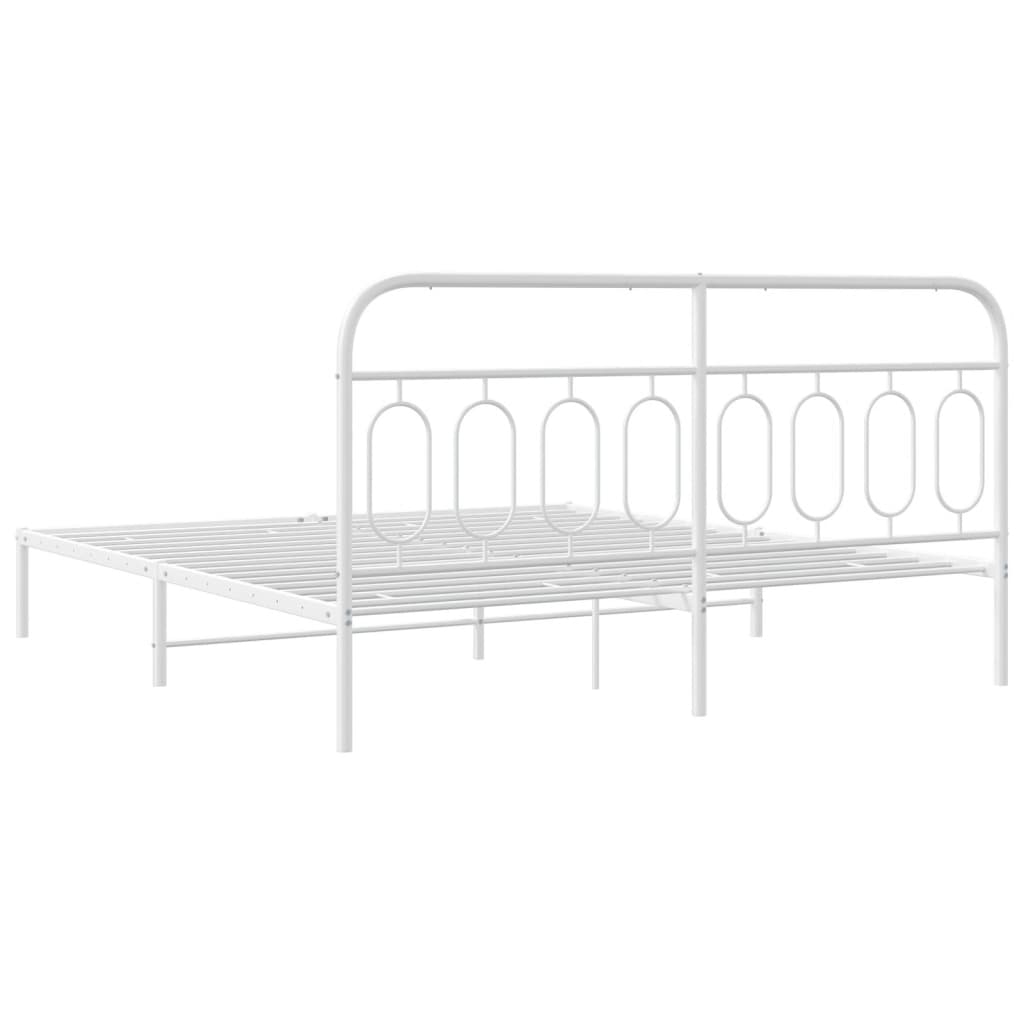 Cadre de lit métal sans matelas et tête de lit blanc 183x213 cm - XIOS