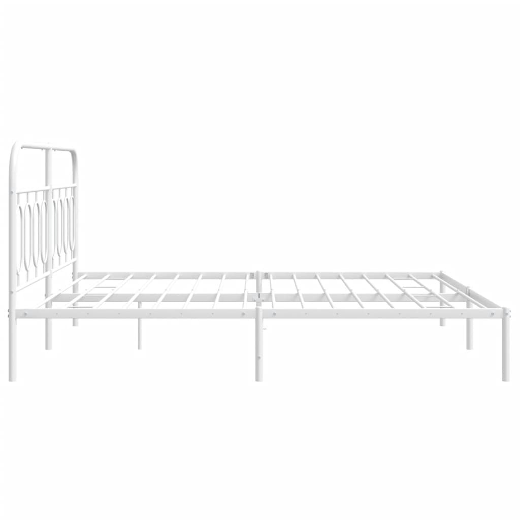 Cadre de lit métal sans matelas et tête de lit blanc 193x203 cm - XIOS