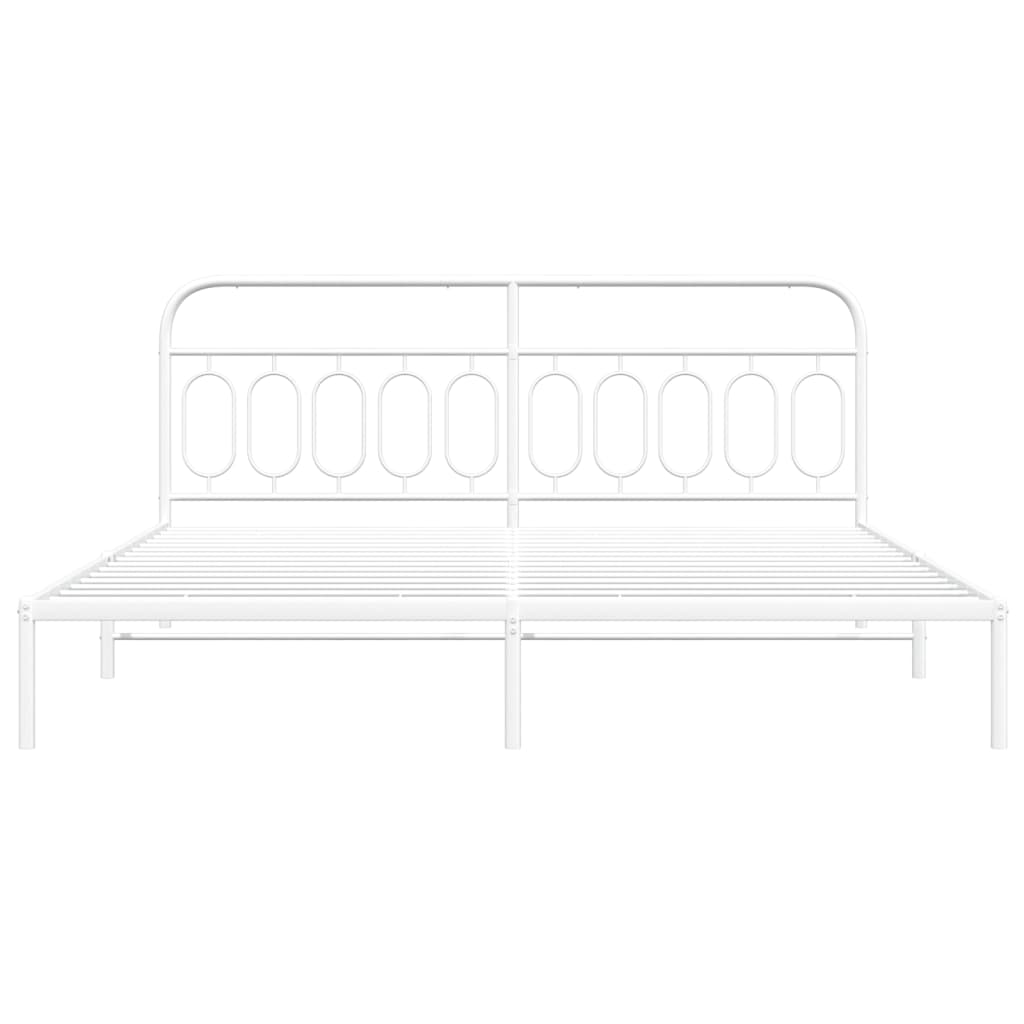 Cadre de lit métal sans matelas et tête de lit blanc 200x200 cm - XIOS