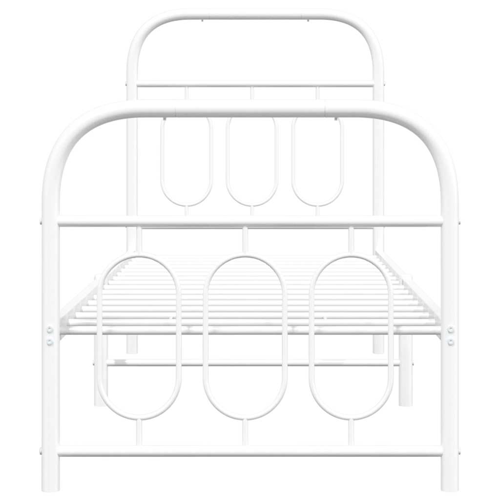 Cadre de lit métal sans matelas avec pied de lit blanc 75x190cm - XIOS