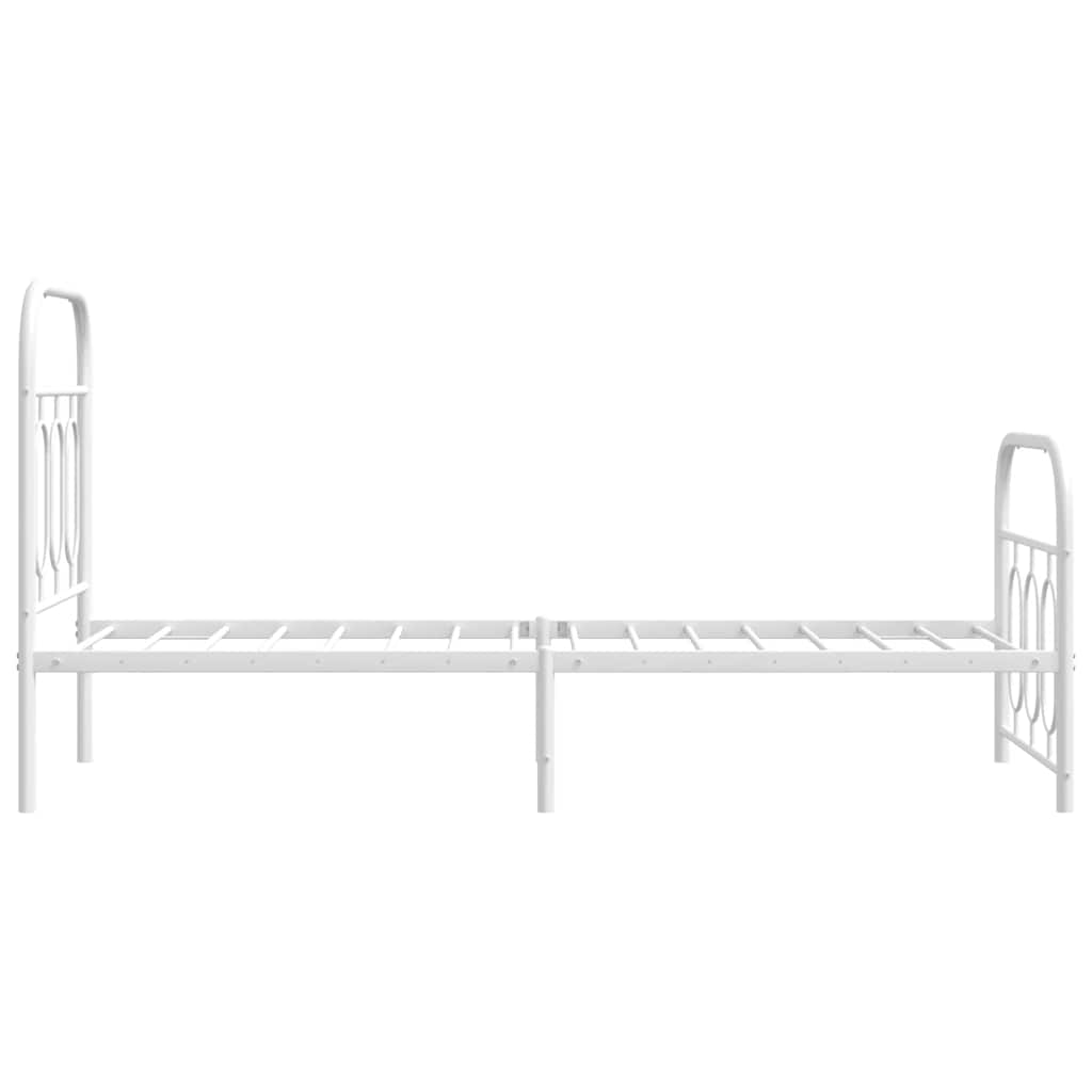 Cadre de lit métal sans matelas avec pied de lit blanc 75x190cm - XIOS