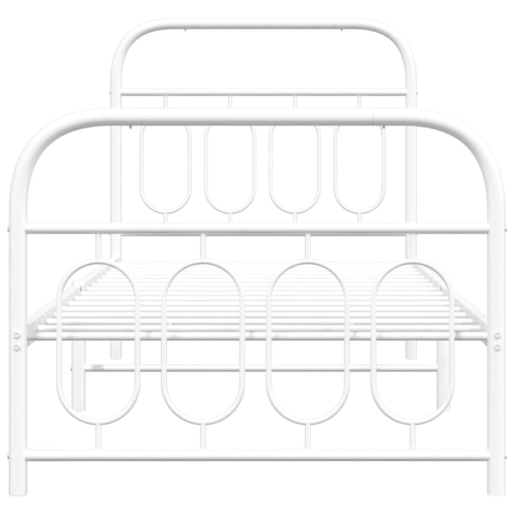 Cadre de lit métal sans matelas avec pied de lit blanc 80x200cm - XIOS