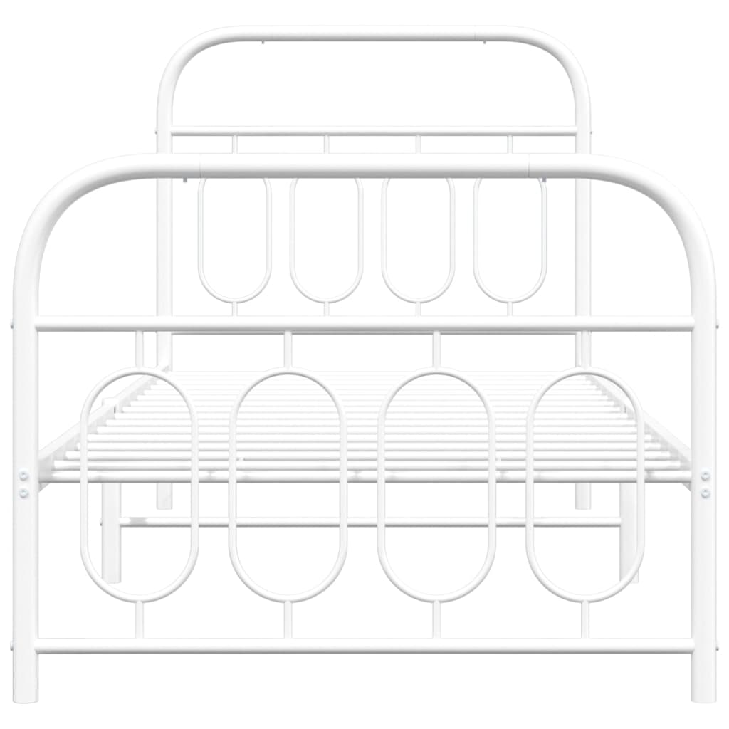 Cadre de lit métal sans matelas avec pied de lit blanc 90x200cm - XIOS