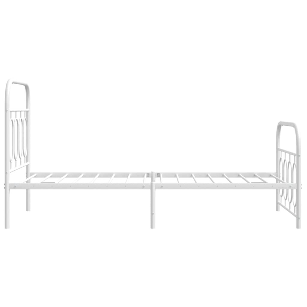 Cadre de lit métal sans matelas avec pied de lit blanc 90x200cm - XIOS