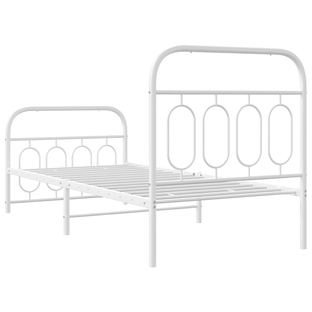 Cadre de lit métal sans matelas avec pied de lit blanc 90x200cm - XIOS