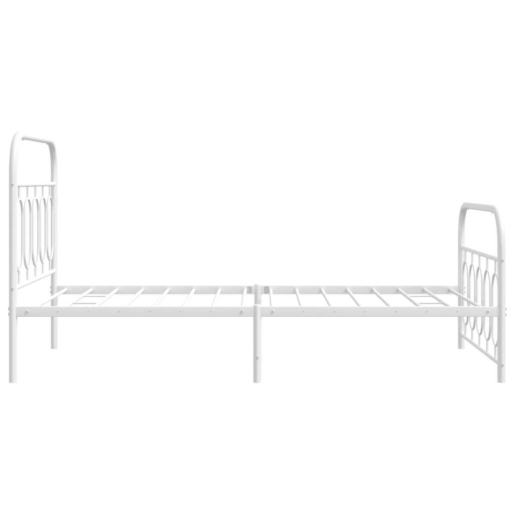 Cadre de lit métal sans matelas et pied de lit blanc 100x190 cm - XIOS