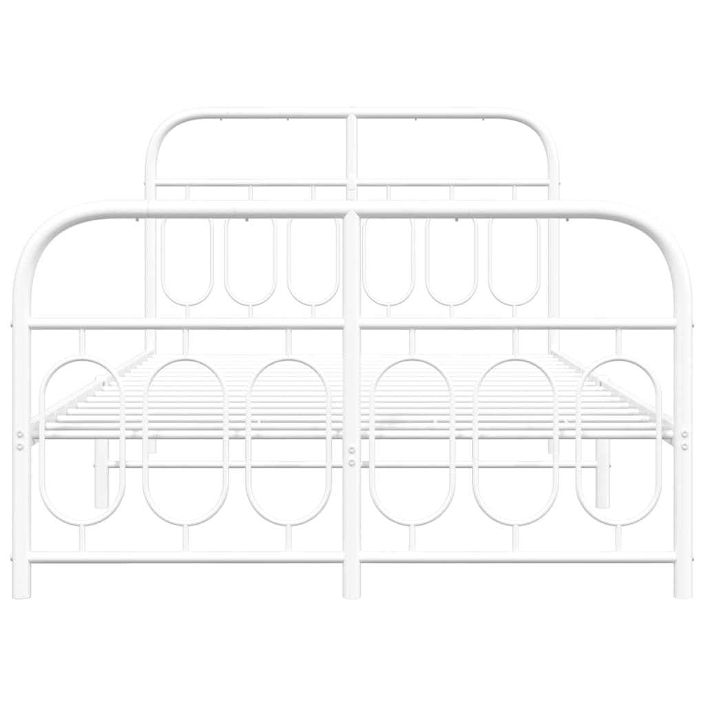 Cadre de lit métal sans matelas et pied de lit blanc 120x190 cm - XIOS