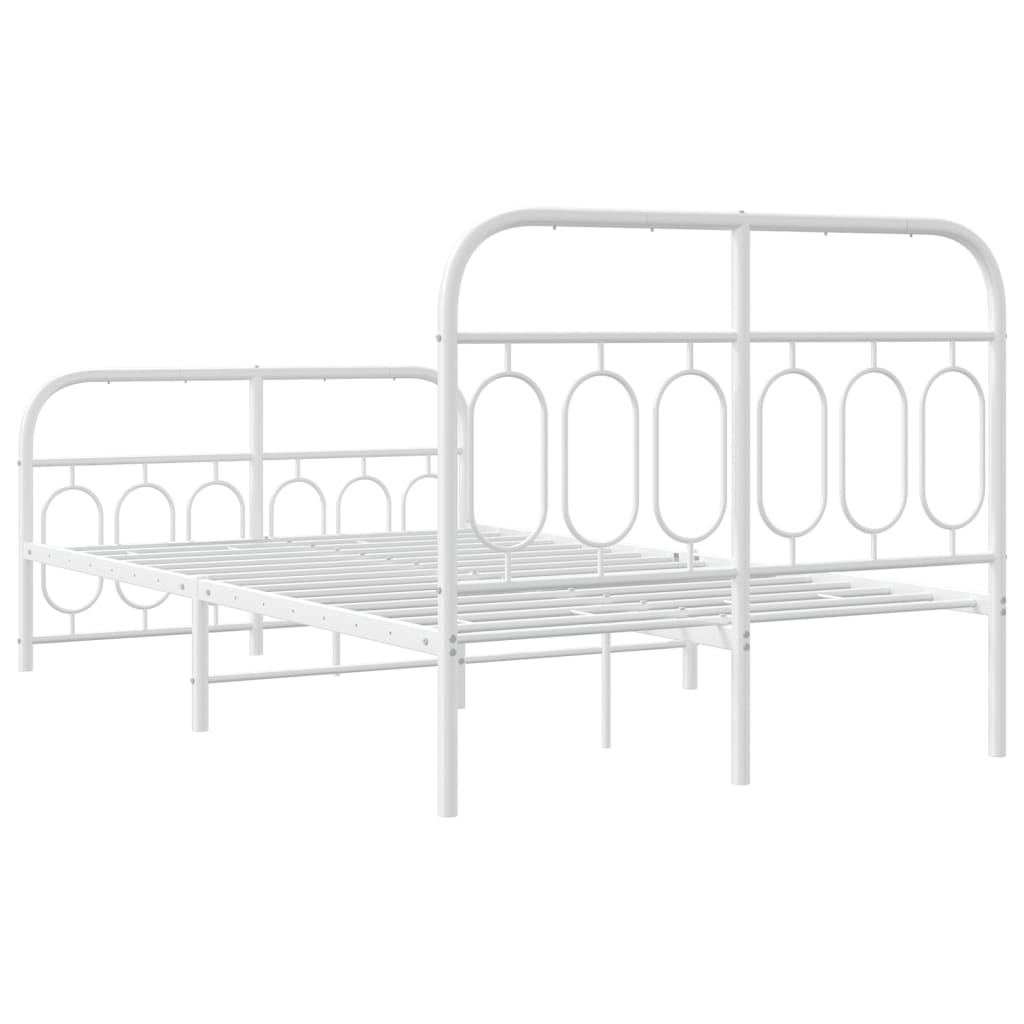 Cadre de lit métal sans matelas et pied de lit blanc 120x190 cm - XIOS