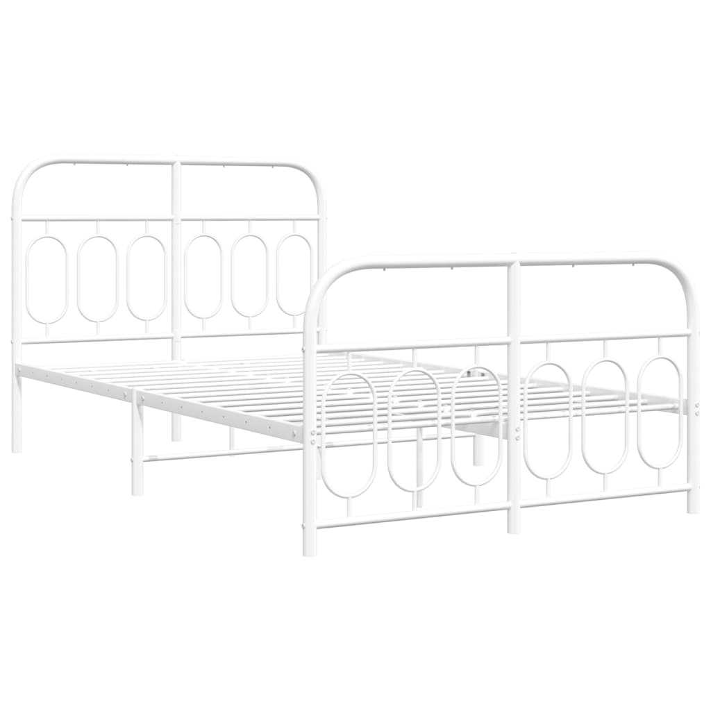 Cadre de lit métal sans matelas et pied de lit blanc 120x200 cm - XIOS
