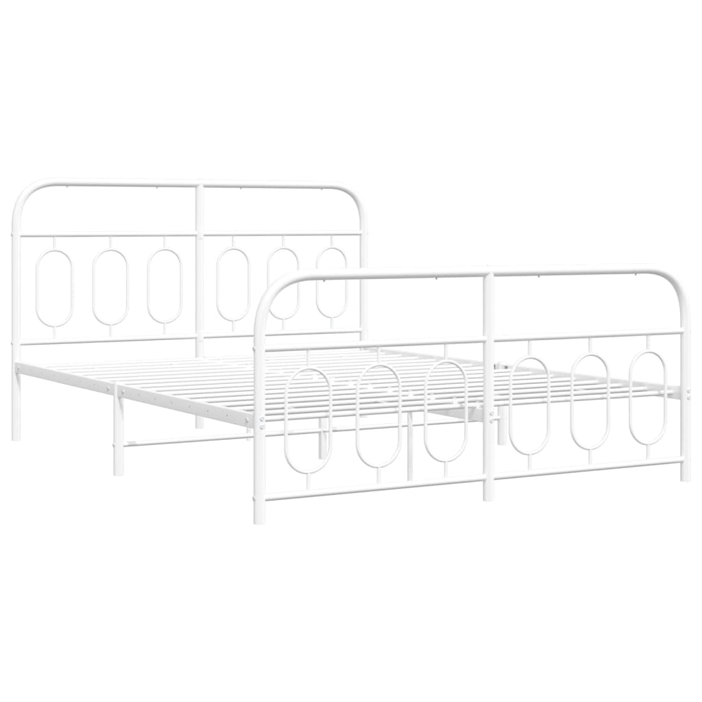 Cadre de lit métal sans matelas et pied de lit blanc 140x190 cm - XIOS