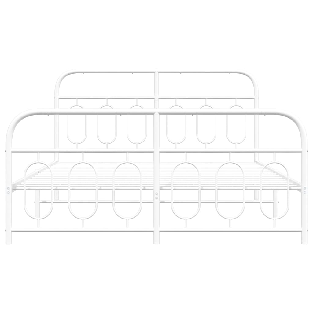 Cadre de lit métal sans matelas et pied de lit blanc 140x190 cm - XIOS