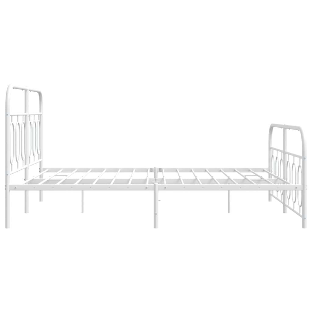 Cadre de lit métal sans matelas et pied de lit blanc 140x190 cm - XIOS