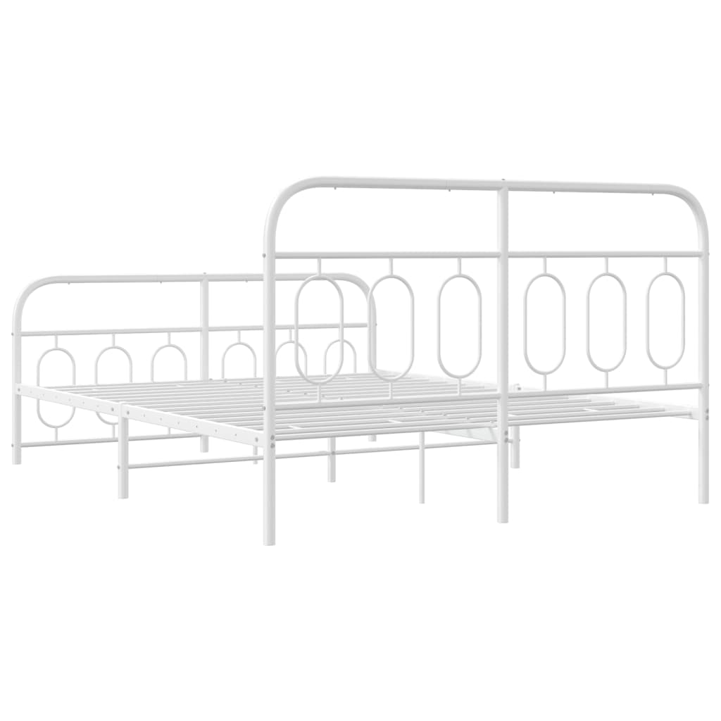Cadre de lit métal sans matelas et pied de lit blanc 140x190 cm - XIOS