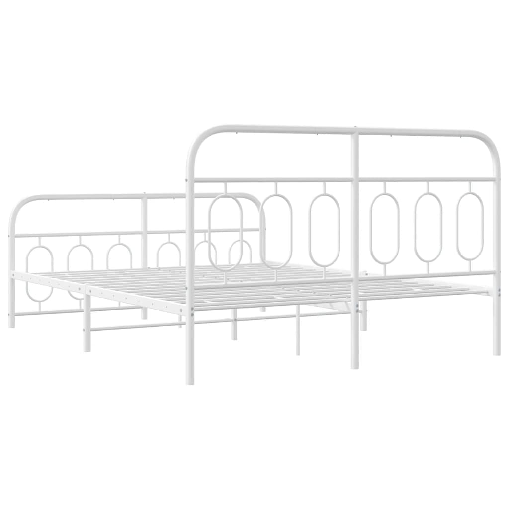 Cadre de lit métal sans matelas et pied de lit blanc 140x200 cm - XIOS
