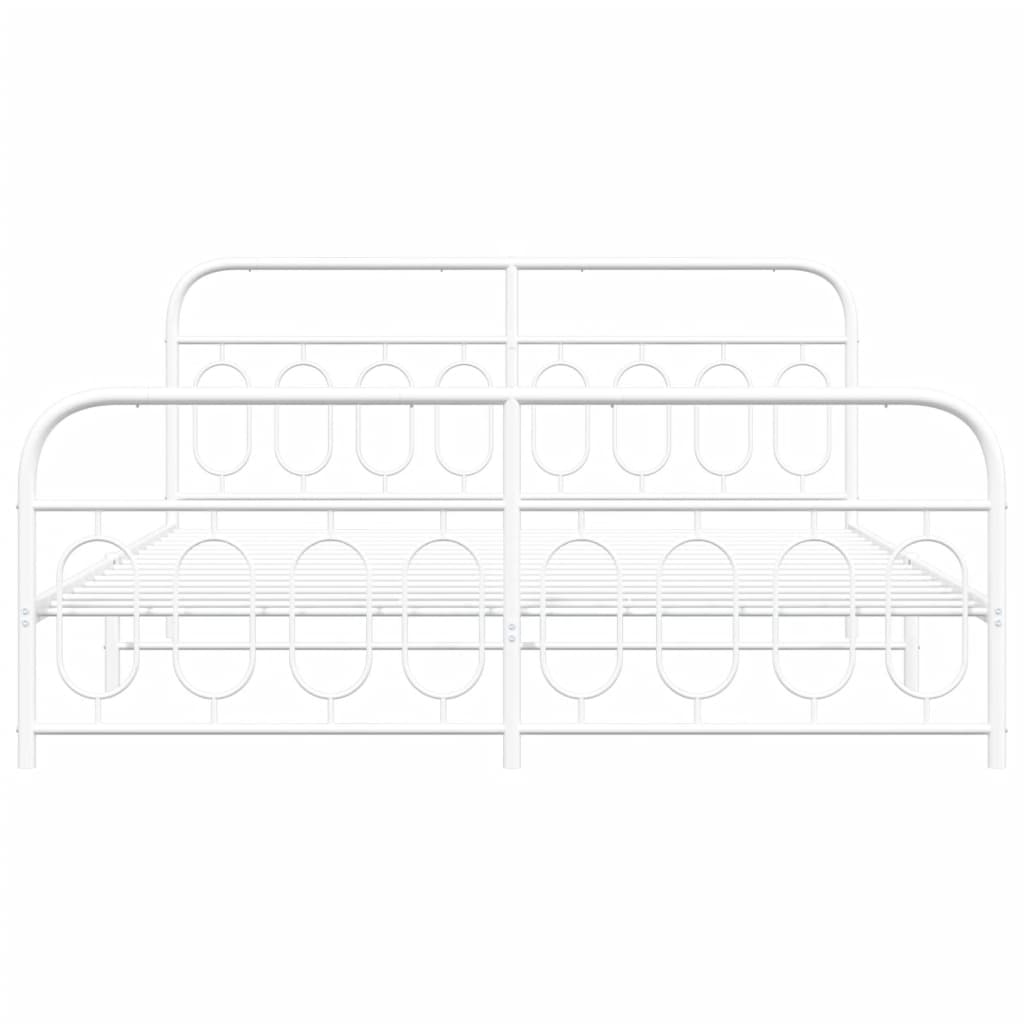 Cadre de lit métal sans matelas et pied de lit blanc 183x213 cm - XIOS