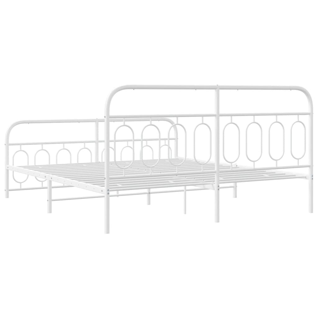 Cadre de lit métal sans matelas et pied de lit blanc 183x213 cm - XIOS