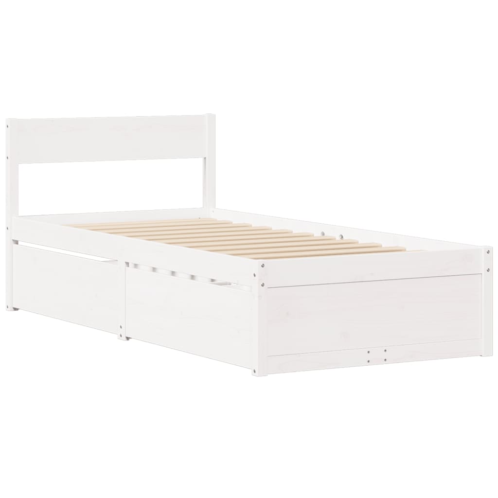 Cadre de lit sans matelas blanc 100x200 cm bois de pin massif - XIOS