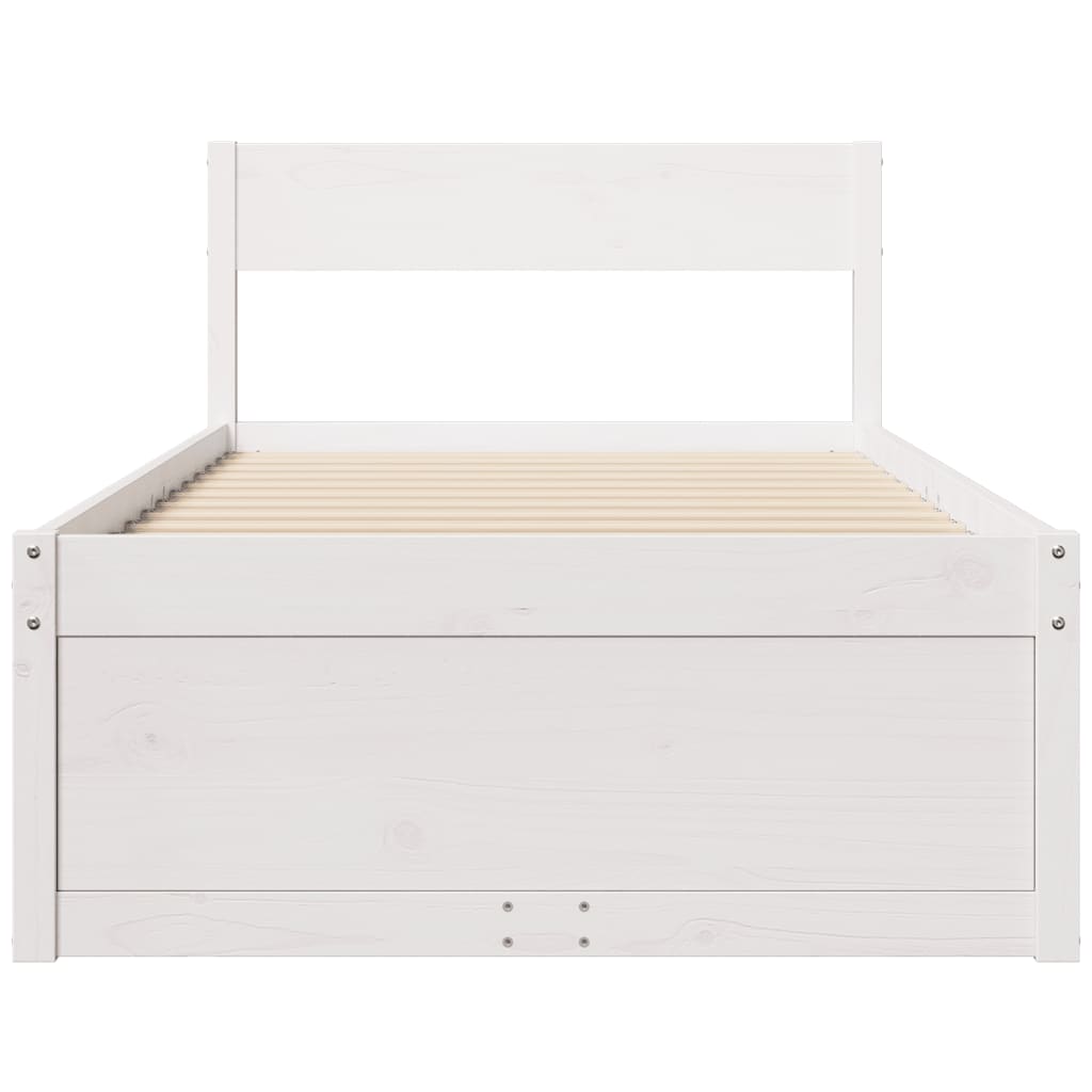 Cadre de lit sans matelas blanc 100x200 cm bois de pin massif - XIOS