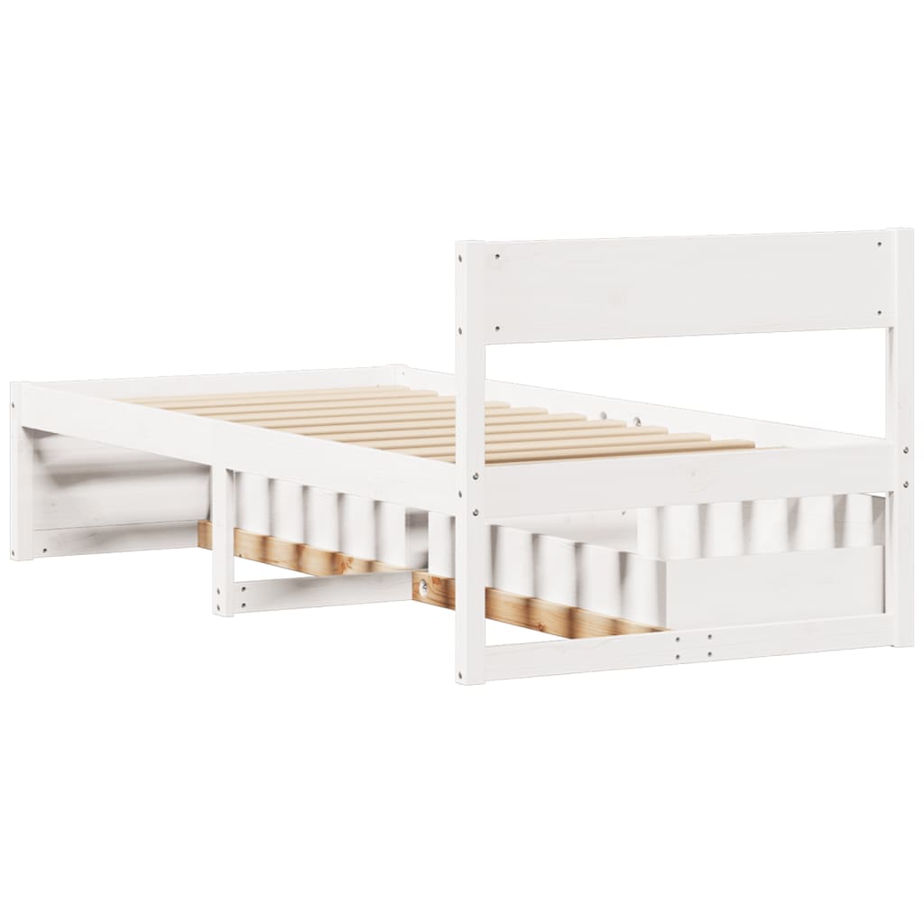 Cadre de lit sans matelas blanc 100x200 cm bois de pin massif - XIOS