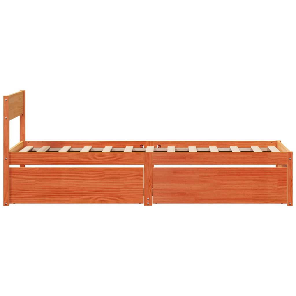 Cadre de lit sans matelas cire marron 100x200cm bois pin massif - XIOS