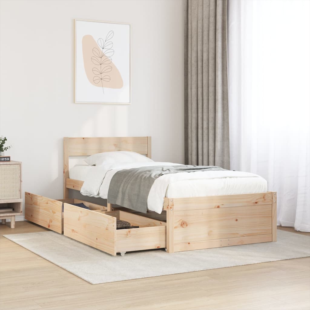 Cadre de lit sans matelas 90x200 cm bois de pin massif - XIOS