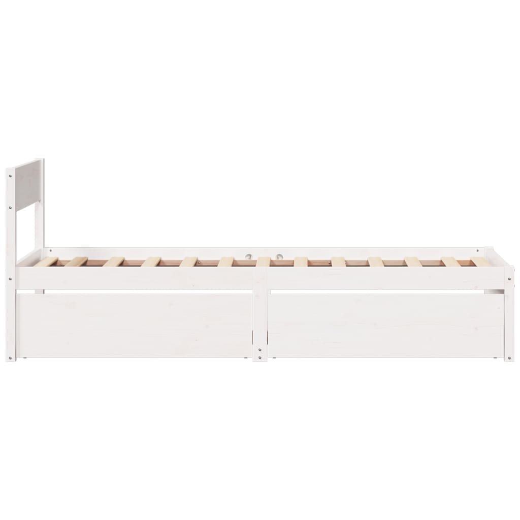 Cadre de lit sans matelas blanc 90x200 cm bois de pin massif - XIOS