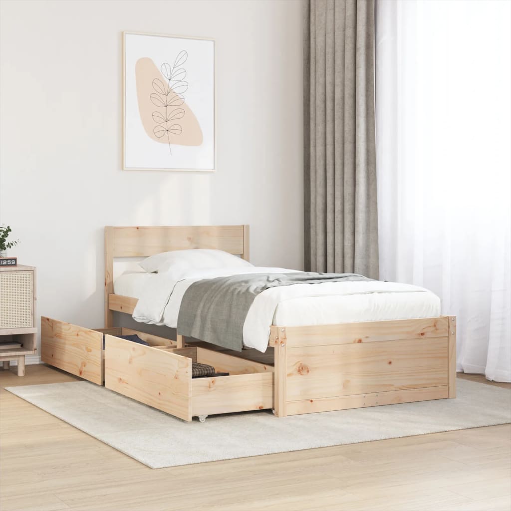 Cadre de lit sans matelas 75x190 cm bois de pin massif - XIOS