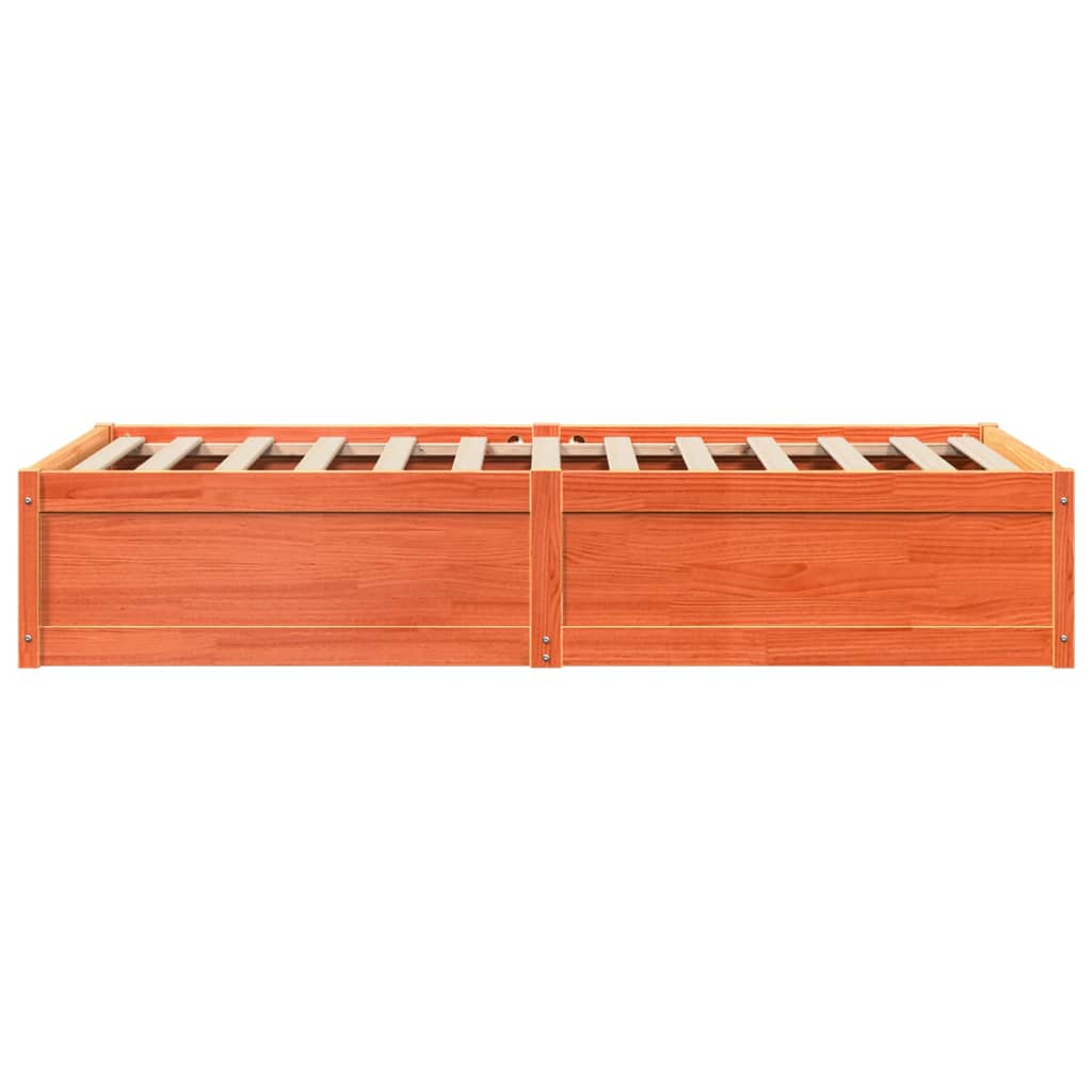 Cadre de lit sans matelas cire marron 100x200cm bois pin massif - XIOS