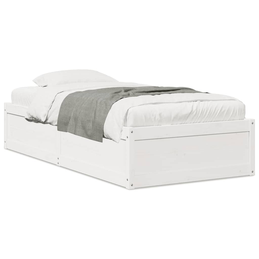 Cadre de lit sans matelas blanc 90x190 cm bois de pin massif - XIOS