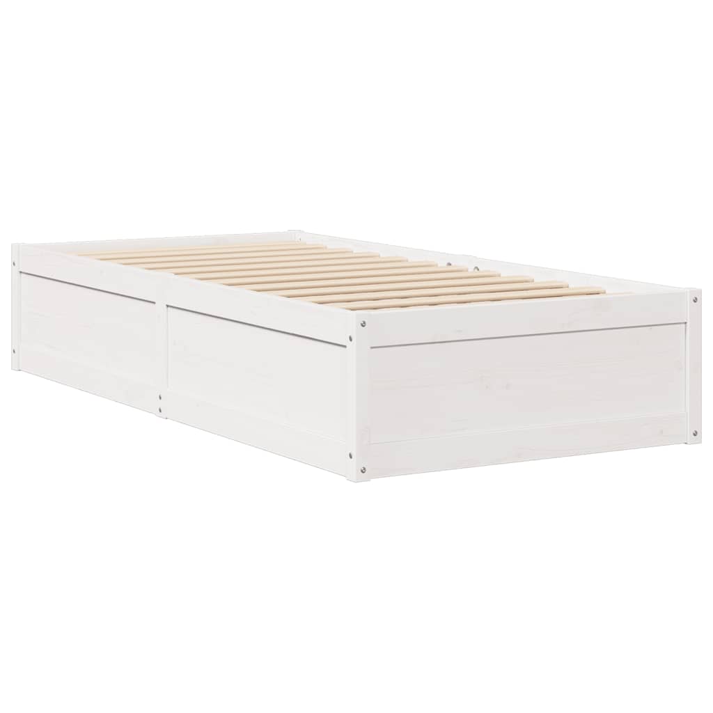 Cadre de lit sans matelas blanc 90x190 cm bois de pin massif - XIOS