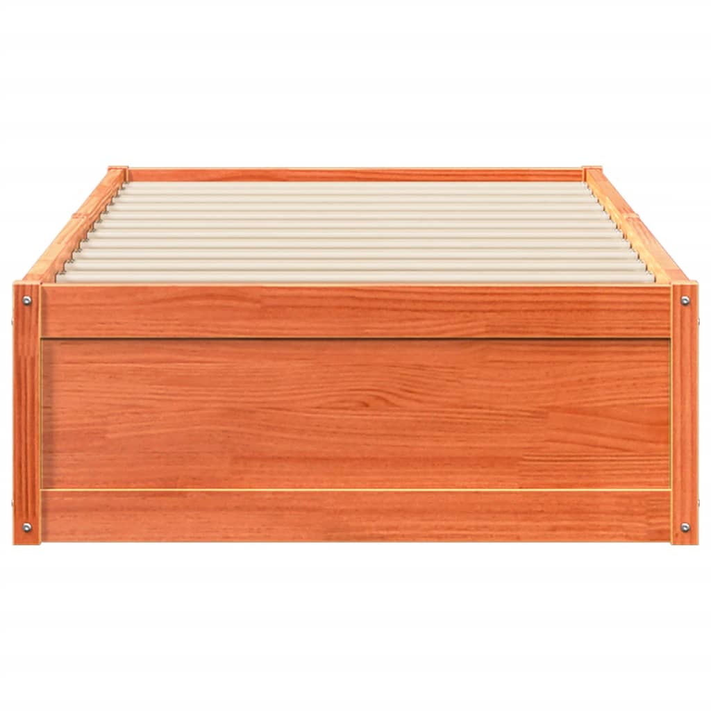 Cadre de lit sans matelas cire marron 90x190 cm bois pin massif - XIOS