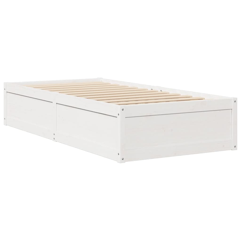 Cadre de lit sans matelas blanc 75x190 cm bois de pin massif - XIOS