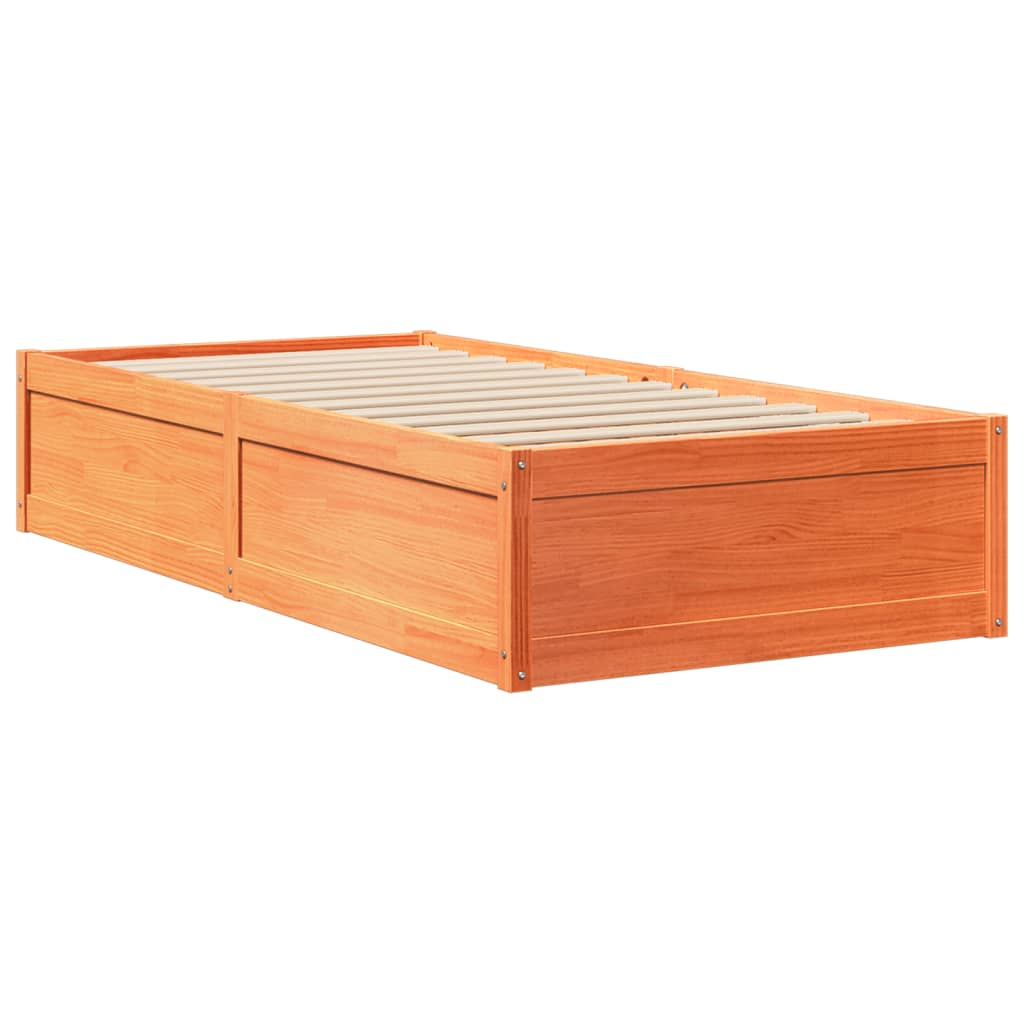 Cadre de lit sans matelas cire marron 75x190 cm bois pin massif - XIOS